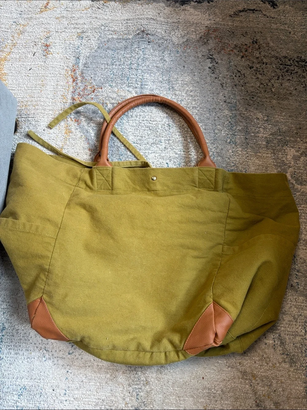 Rip Curl Olive Canvas Tote with Brown Handles